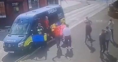 'Is that the Tardis?' - watch as 26 football fans pour from police riot van after lift to pub