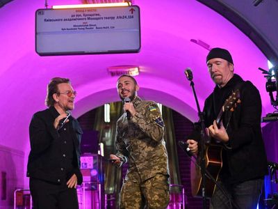 U2's Bono and the Edge held a concert in a Kyiv subway station in support of Ukraine