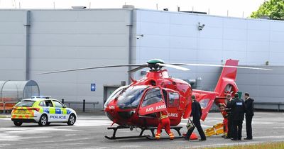 Air ambulance lands after man falls from roof