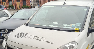 TfGM van slapped with fine after parking on PAVEMENT surrounded by double yellow lines