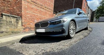 Road resurfaced around BMW in Darlington as driver fails to move vehicle before roadworks start