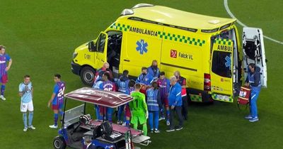 Araujo taken in ambulance after sickening clash of heads with Barcelona teammate Gavi