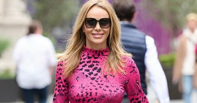 Amanda Holden shows off her hourglass figure in hot pink pencil skirt to present radio