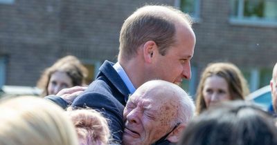 Prince William ignores royal rulebook as he hugs tearful pensioner in touching moment