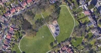 Lads make little boy's day with football in park