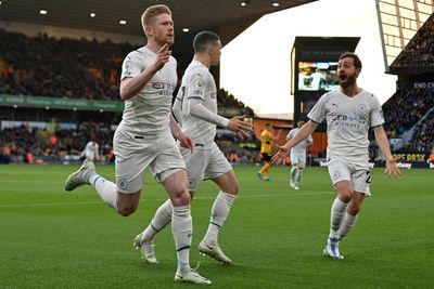 Man City go three points clear after four-goal De Bruyne masterclass