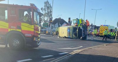 Leicester crash: Ambulance overturns in 'serious' early-morning collision with car