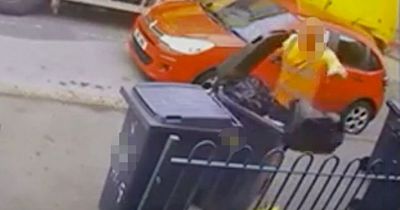 Refuse collector spotted on CCTV throwing rubbish out of bin and onto street