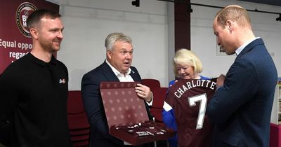 Delighted Prince William gifted Hearts top for Charlotte during Edinburgh tour