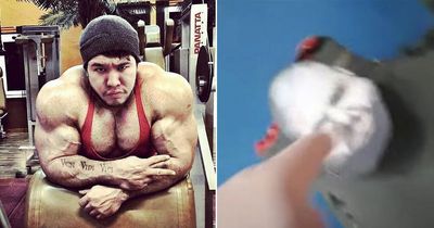 Kazakh Titan calls out rival Iranian Hulk by punching doll of 370lb strongman
