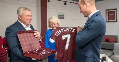 Prince William presented with Hearts shirts for Princess Charlotte during Tynecastle visit