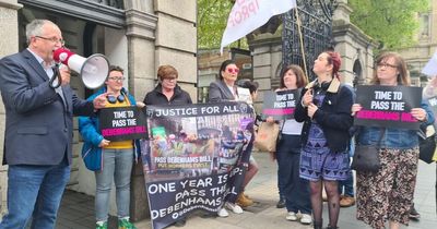 Former Debenhams workers stage protest outside the Dail