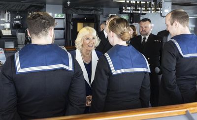 Camilla given tour of aircraft carrier HMS Prince of Wales