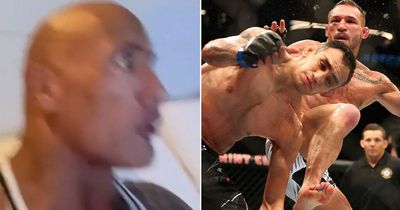 The Rock spits drink out in response to Michael Chandler's KO of Tony Ferguson