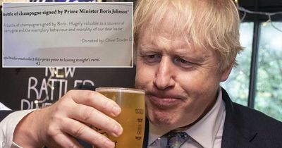 Tory chairman denies mocking Partygate after donating champagne signed by Boris Johnson