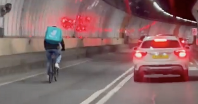 Glasgow Deliveroo rider captured cycling through Clyde Tunnel by shocked car passenger