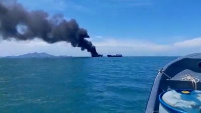 VIDEO: Gone Fishing: Panic As Three Huge Fishing Ship Hit By Fire