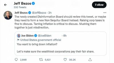 Bezos, Biden spar about inflation on Twitter