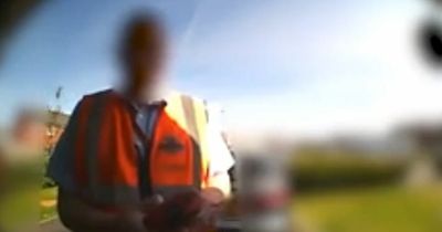 Distressing footage as postman appears to kick dog across drive