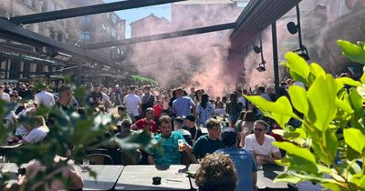 Liverpool fans ram Concert Square with singing and chants