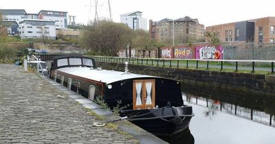 Glasgow houseboat docked on Forth and Clyde Canal on sale for £145,000