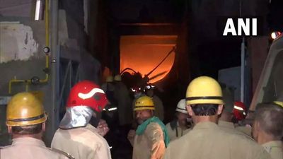 Massive fire in plastic factory in Delhi's Narela
