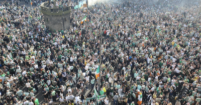 Six arrested as Celtic fans descend on Glasgow in their thousands to celebrate Premiership win