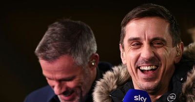 Gary Neville reacts to Jamie Carragher FA Cup final party after Liverpool win