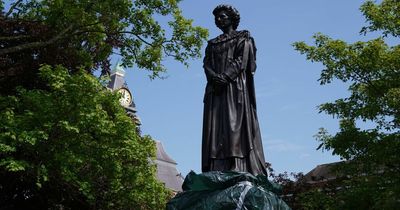 Margaret Thatcher statue egged by protesters in her home town