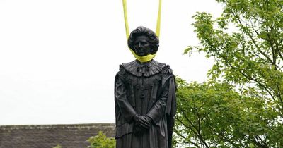 Margaret Thatcher statue egged by protestors within hours of being installed in home town