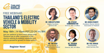 BOI invites you to join Thailand's Electric Vehicle and Mobility Sector online seminar