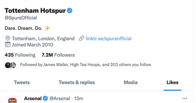 Tottenham's sly Twitter activity spotted as dismal Arsenal hand over top four initiative