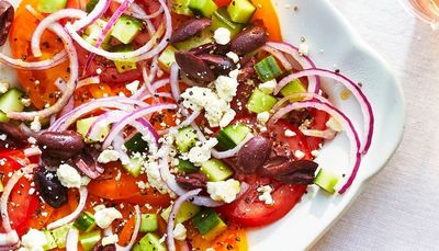 Menu Planner: Cucumber, kalamata and tomato salad completes your meal