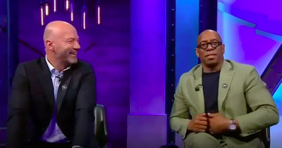 Alan Shearer’s hilarious studio reaction to Newcastle’s win over Arsenal with Ian Wright