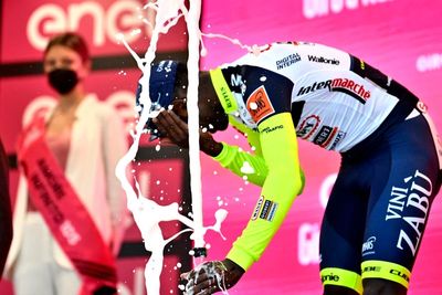Biniam Girmay: Champagne cork eye injury forces first Black African stage winner to abandon Giro d’Italia