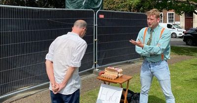 Man 'selling eggs' for £10 each outside Margaret Thatcher statue