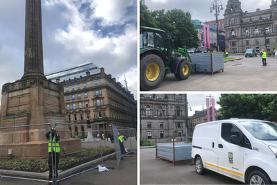 Glasgow prepped for Rangers celebrations as benches removed and fences put up