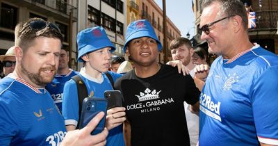 Rangers star Alfredo Morelos pictured soaking up Seville atmosphere with fans ahead of Euro final