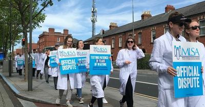 Lab workers call for better pay in protest outside Mater Hospital