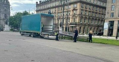 Glasgow council remove George Square benches ahead of Rangers celebrations