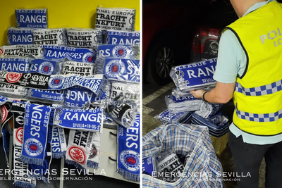 Hundreds of fake Rangers scarves seized by police in Seville