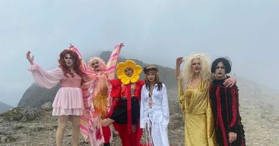 The brilliant moment a team of drag queens climbed Snowdon in heels