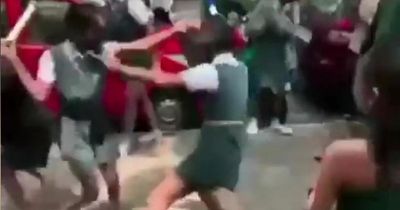 Teenage girls brawl with baseball bats in horror video of bloody fight at top school
