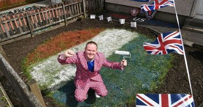 Rangers fan trolled on social media after painting garden in flag colours goes wrong