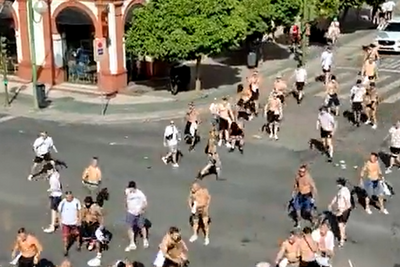 Social media footage emerges of Rangers fans being attacked in Seville ahead of Europa League