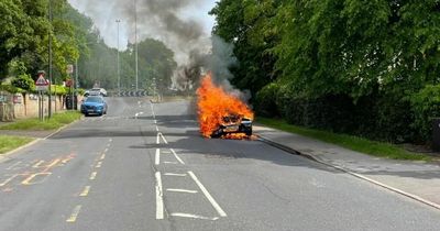 Driver rescued as car bursts into flames on A52 in Nottinghamshire