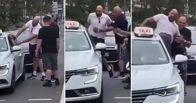 Stumbling Tyson Fury kicks out at taxi after being refused ride on holiday