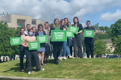 Buffer zone laws to be brought in 'as soon as possible' says Green MSP at launch