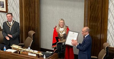 New ceremonial mayor greeted with rapturous applause as she's sworn in