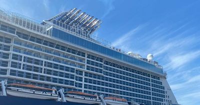 Celebrity Apex mega cruise ship with 'magic carpet' docks in Liverpool